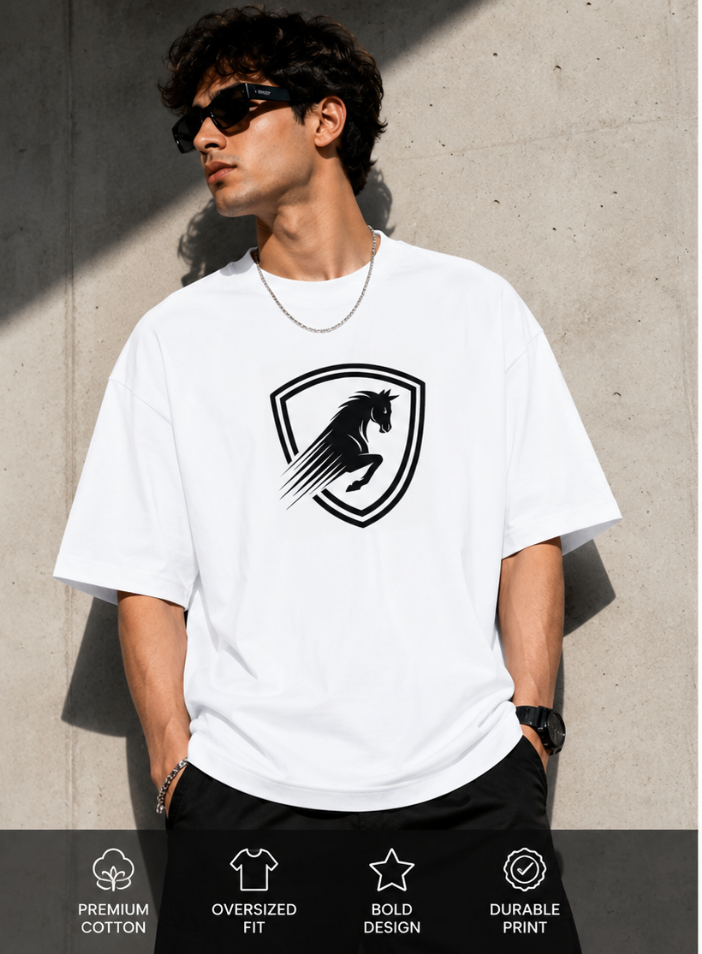 Unisex White Terry Oversized Tee