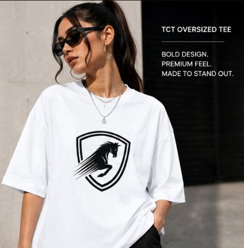 Unisex White Terry Oversized Tee